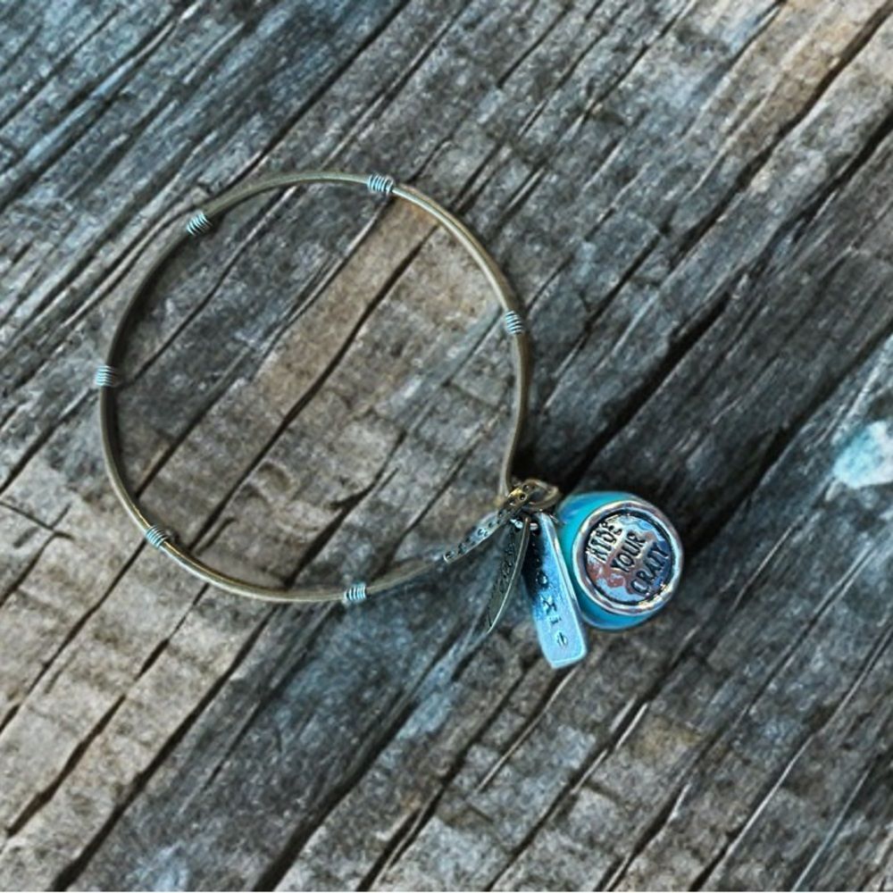 Plunder Bronze-Turquoise Charm Bangle Bracelet